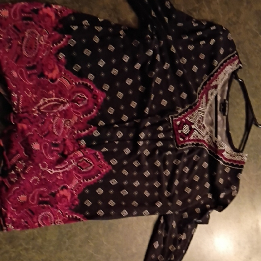 Black and Pink Patterned Blouse